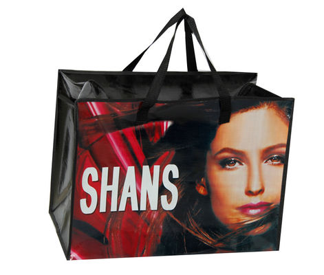 ผสมผสาน PP ใหม่ กระเป๋าซื้อขายสีชมพู Eco Bag ที่สามารถนําไปใช้ใหม่ได้