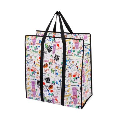 ถุงช้อปปิ้ง PP ทอแบบกำหนดเอง พร้อมหมึกที่เป็นมิตรต่อสิ่งแวดล้อม จุได้ 10 กก.